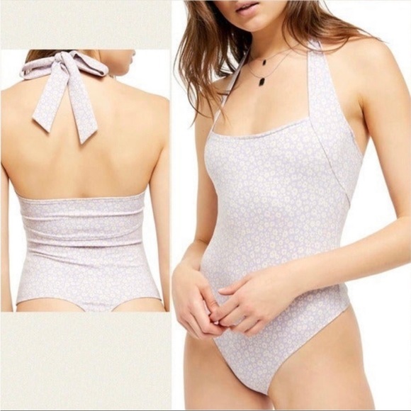 Free People Tops - NWT FREE PEOPLE TALK BACK LILAC FLORAL BODYSUIT XSMALL